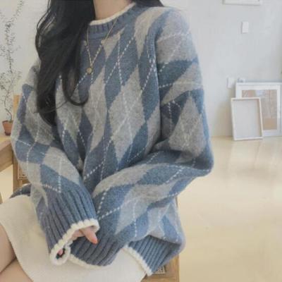 New ArrivalS Open Run Women S Round Knit Sweater Winter Diamond overSize