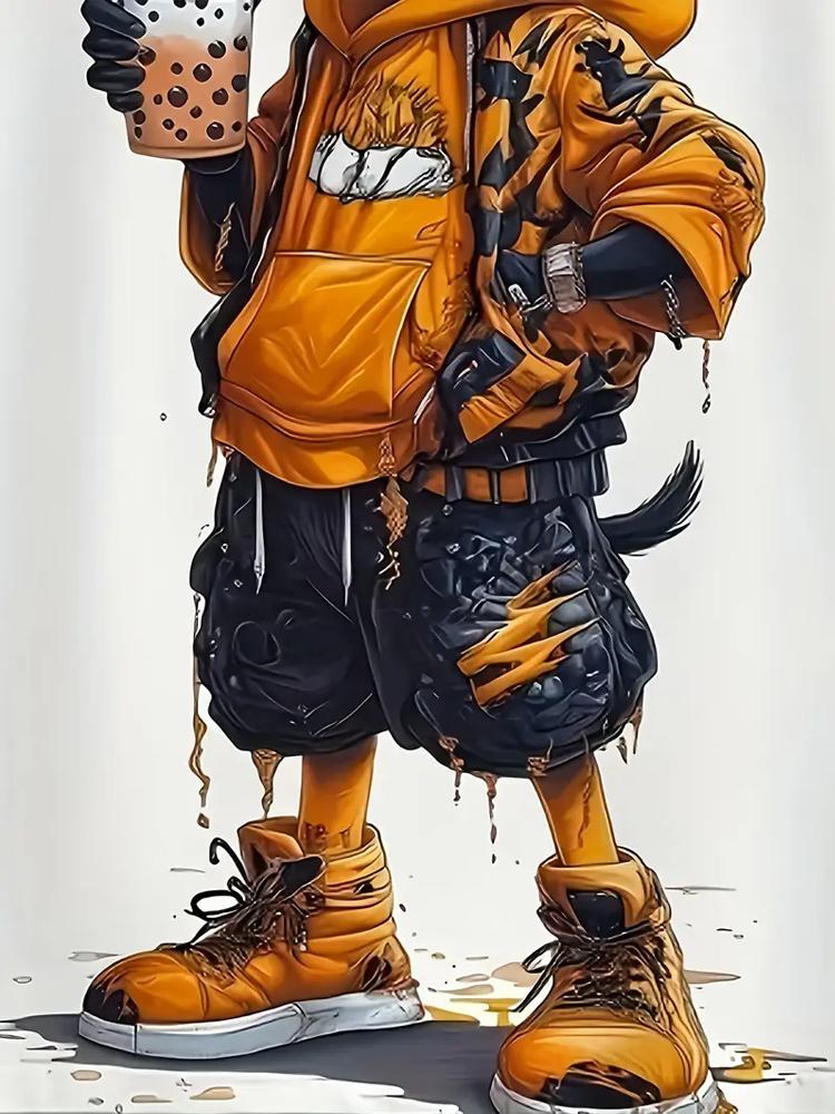 Men's Summer Cartoon Printed Round Neck Short Sleeve Daily Casual T Shirt Fashion Loose Trend Large Size Fun Couple T Shirt