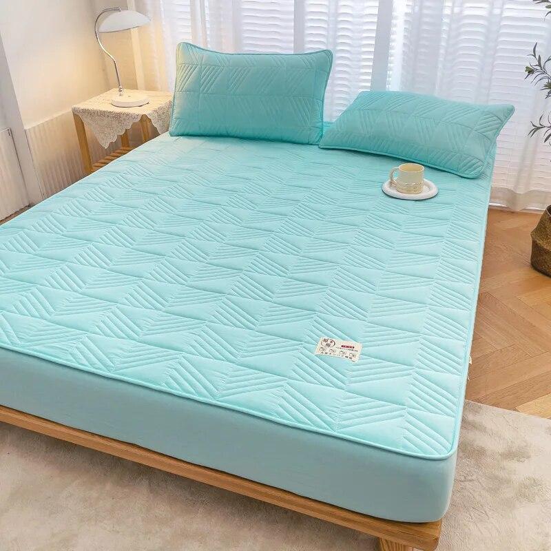 Quilted Waterproof Cotton Mattress Cover Thicken Mattress Protector Fitted Sheet with Elastic Double King Queen Size Bed Cover