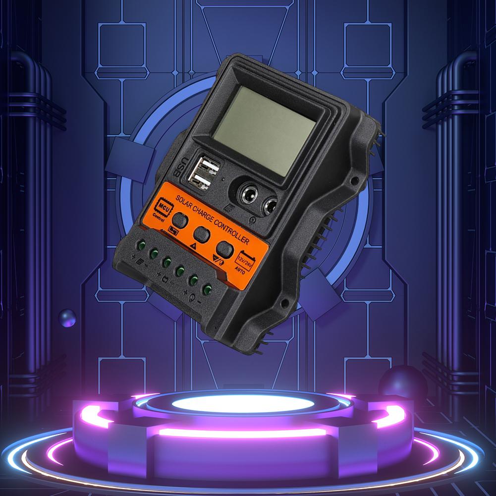 10A/20A/30A Solar Charge Controller LCD Display Solar Charge Regulator Dual USB 5V 2.5A Output for Solar Panel Lead Acid Battery