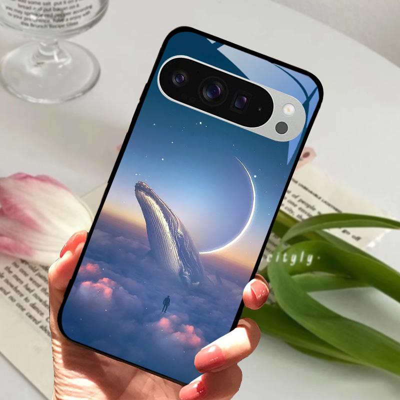 For Google Pixel 9 Pro XL Case Pixel9 Cute Animal Tempered Glass Phone Cover For GOOGLE PIXEL 9A Glass Protective Fundas Cases