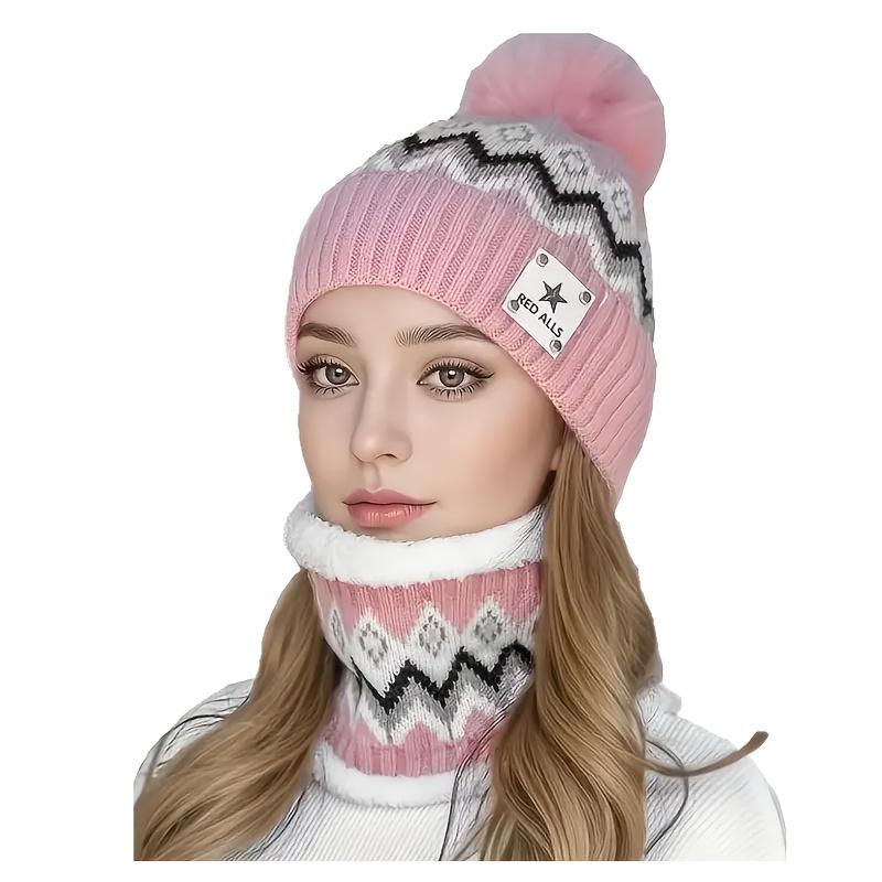 

Women s winter warm suits, fashionable hats and scarves, Korean-style scarves, outdoor cycling headwear рожевий
