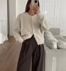 Europe and the United States hot-selling soft knitted cardigan women's 2026 new retro buckle gray sweater jacket ins wind
