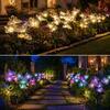 2PCs  Solar Butterfly Flower Stake Lights 10/8/6 Head 2 Modes Steady Flash Waterproof Outdoor Garden Yard DIY Decor Lamp