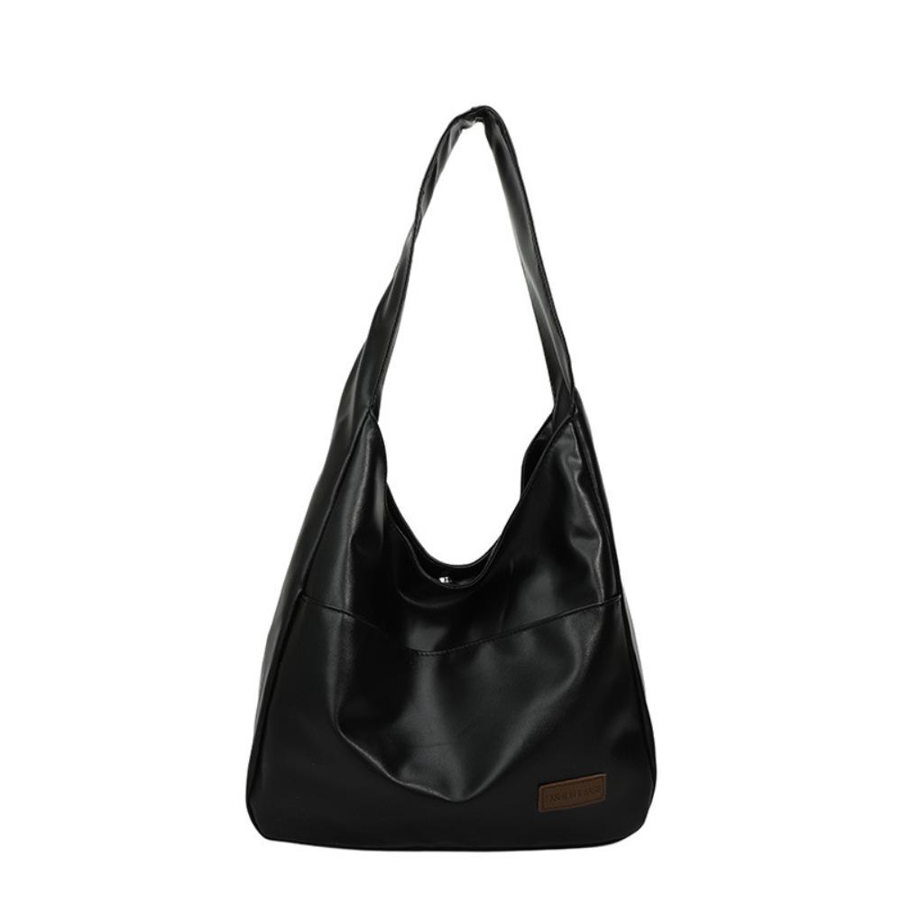 

Минималистичная сумка-тоут из ПУ кожи, большой вместимости, женские сумки, модная сумка на одно плечо, для поездок на работу чёрный