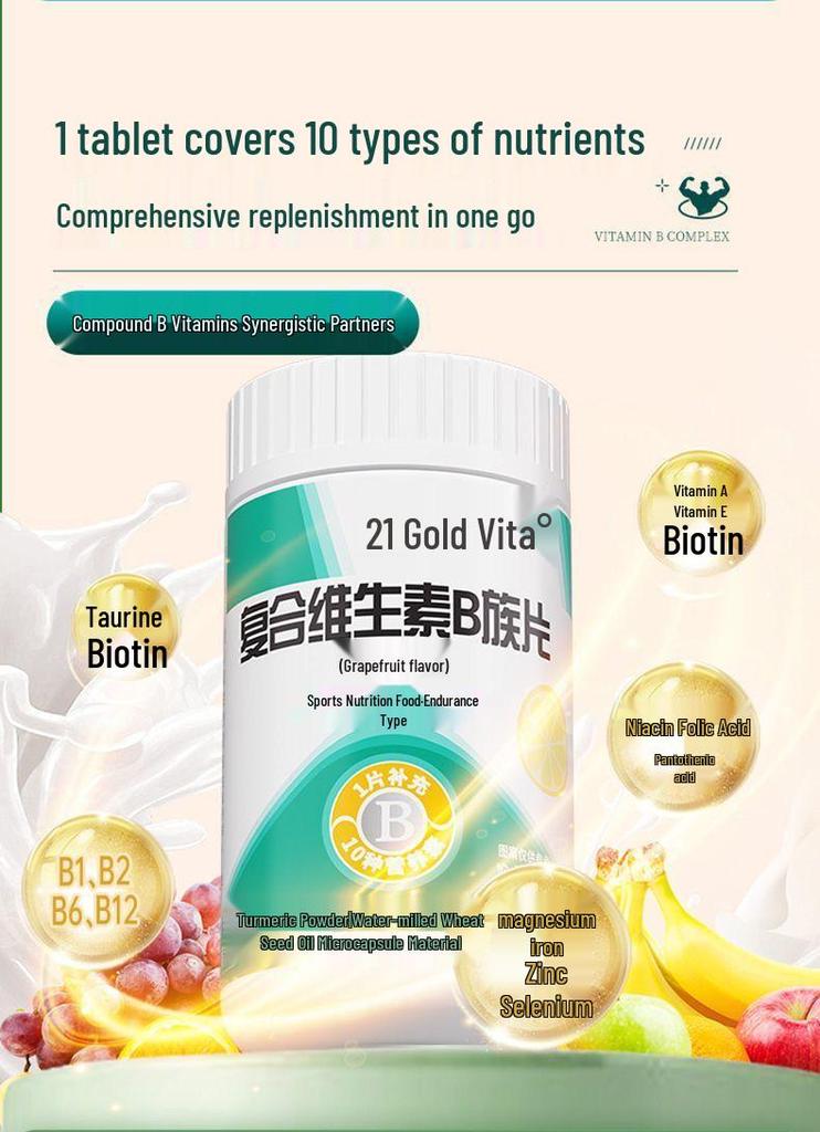 21K Gold Vita Complex: Grapefruit-Flavored Vitamin B Group with Milk Thistle, Turmeric & Astragalus - 60 Capsules for Late Nights