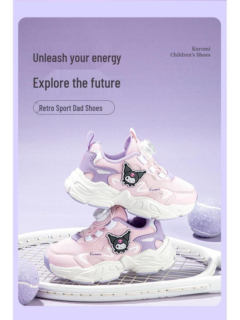 Hello Kitty Girls' Breathable Mesh Running Shoes - 2025 Autumn Collection with Kuromi Trendy Design