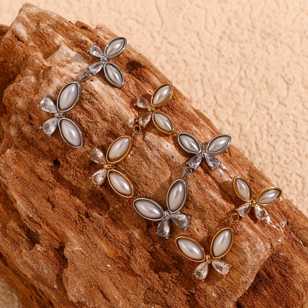 MamacitaSlay Exclusive Pearl Zircon Butterfly Earrings 2025 New Design Waterproof Jewelry Women's Charm Statement Earrings Gift
