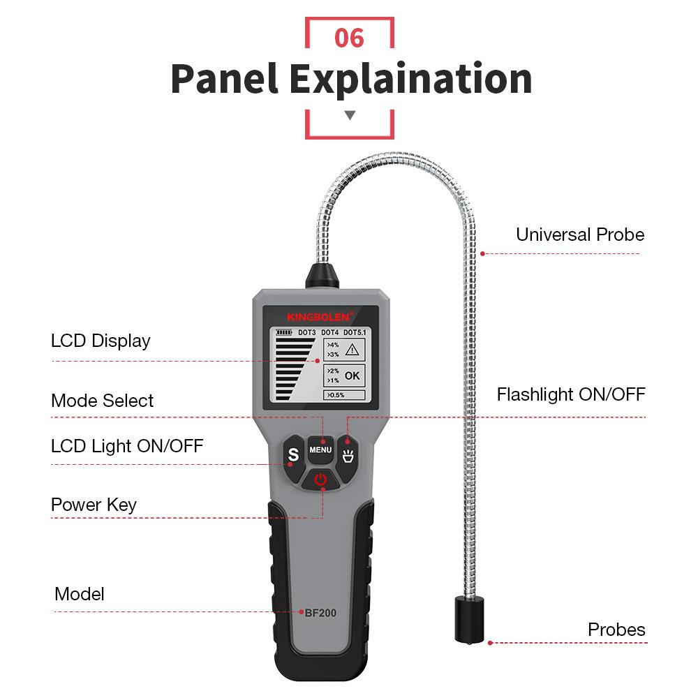 Auto Brake Fluid Tester Digital Car Brake Oil Tool BF100/BF200 DOT3 DOT4 DOT5.1 LED Indicator check Display Auto Oil tool