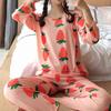 Women Pajamas Loose Leisure Two-piece Green Avocado Lady Nightclothes Kit for Home
