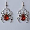 Black and Red Ruby Spider Earrings - Gothic Halloween Style