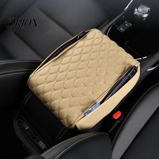 Auto Armrest Box Cover Car Console with Storage Bag, Universal Imitation PU Leather Interior Accessories Pad, Diamond Quilted Protector for