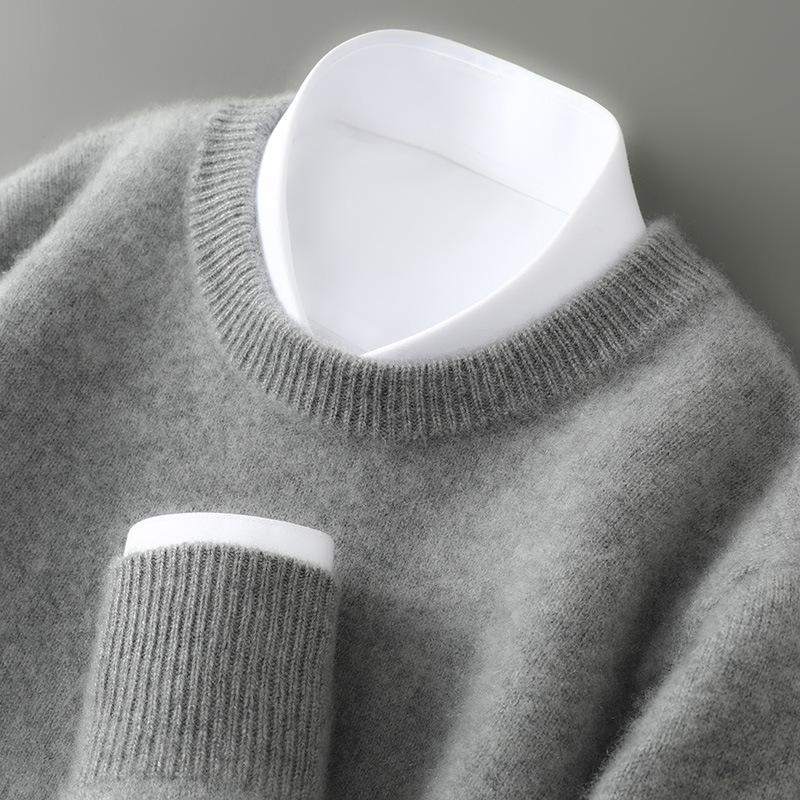 Men s Pure Wool Half-High Collar Business Pullover Sweater M