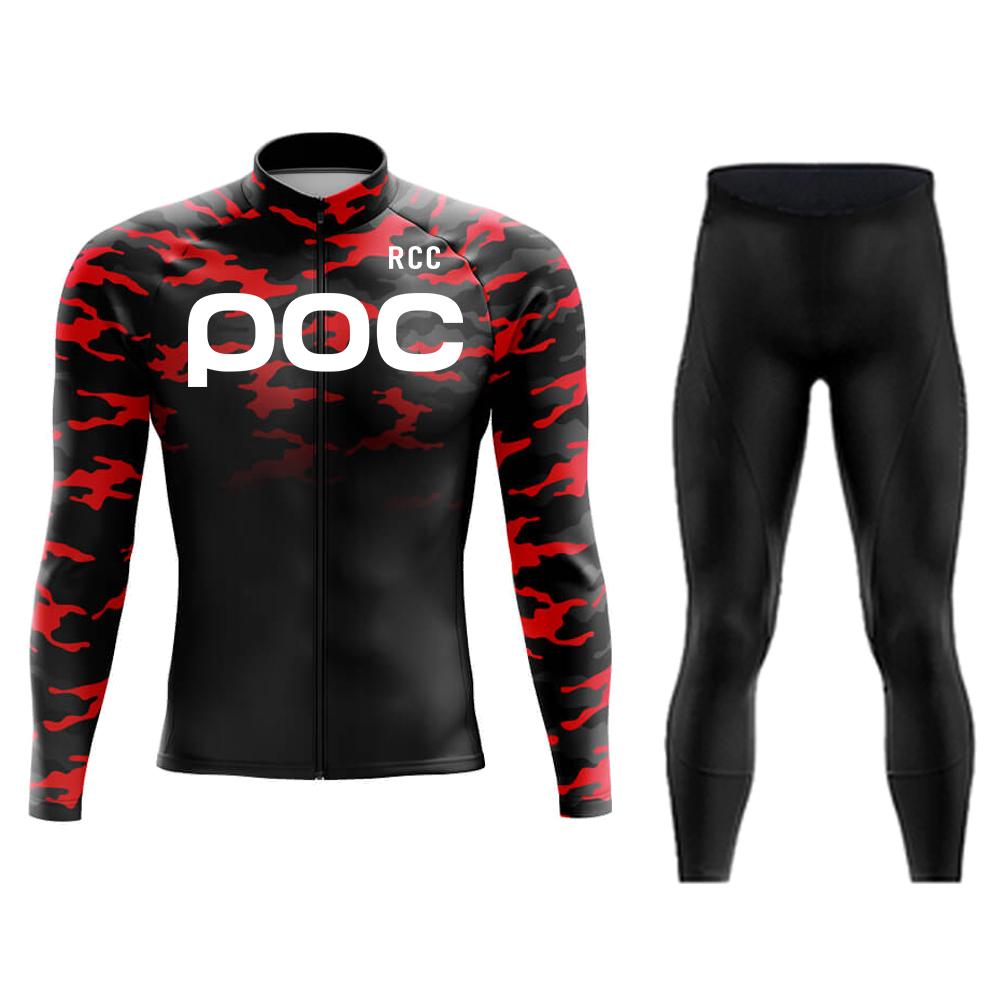 RCC POC Cycling Team Men's Cycling Jersey Long Sleeve Set MTB Bike Clothing Tenue Velo Homme Bicycle Wear