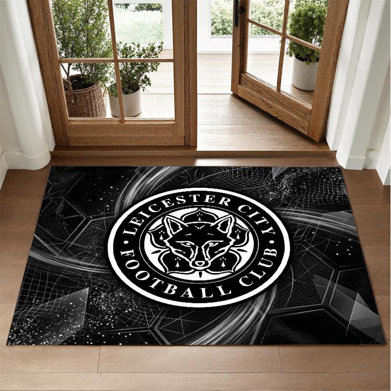 Leicester City Football Design Crystal Velvet Rug Soft Decorative Mat for Bedroom Entrance