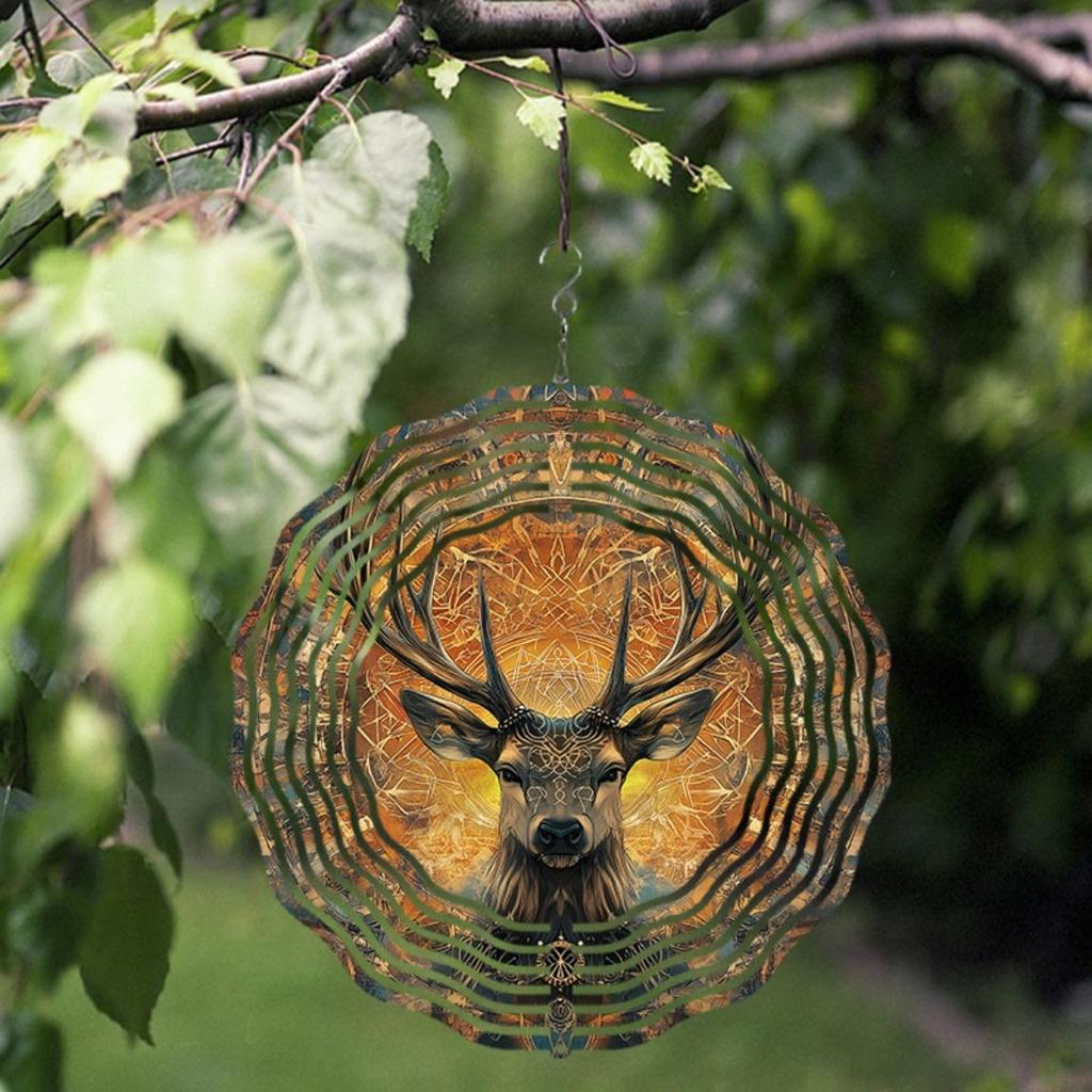 Spiner de Vânt Căprioară de 10 Inch cu Clopoțel de Vânt pentru Decor Exterior Grădină Balcon Cârlig Rotativ Cadou Elegant pentru Primăvară Vară