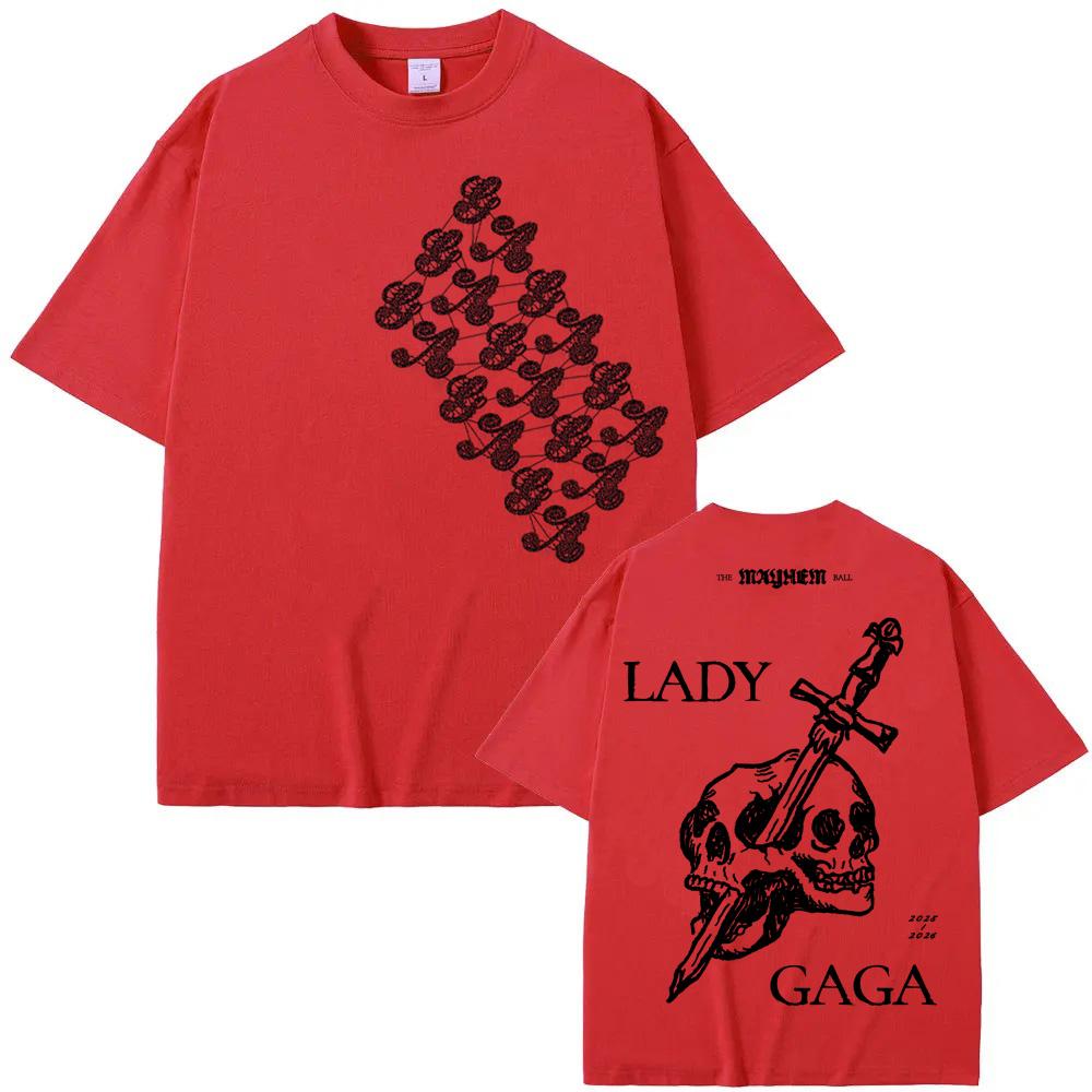 Skull T-Shirt 2025 NEW Summer Lady Gaga 's Same Style Tee-shirt High Quality 100%Cotton Round Neck Graphic Printing Camisetas