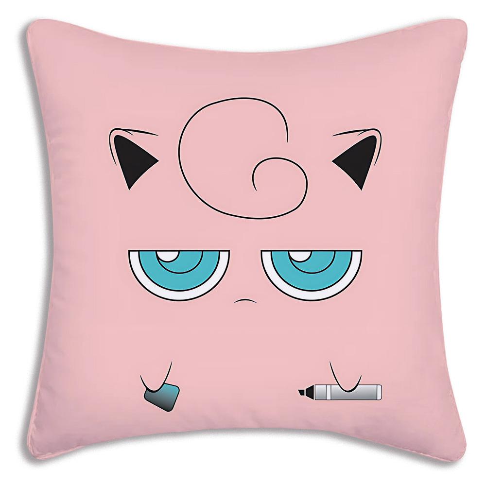 Pillow Covers Cartoon Cute Pokmons Jigglypuffs Sofa Decorative Home Double-Sided Printing Short Plush Cute Cushion Cover