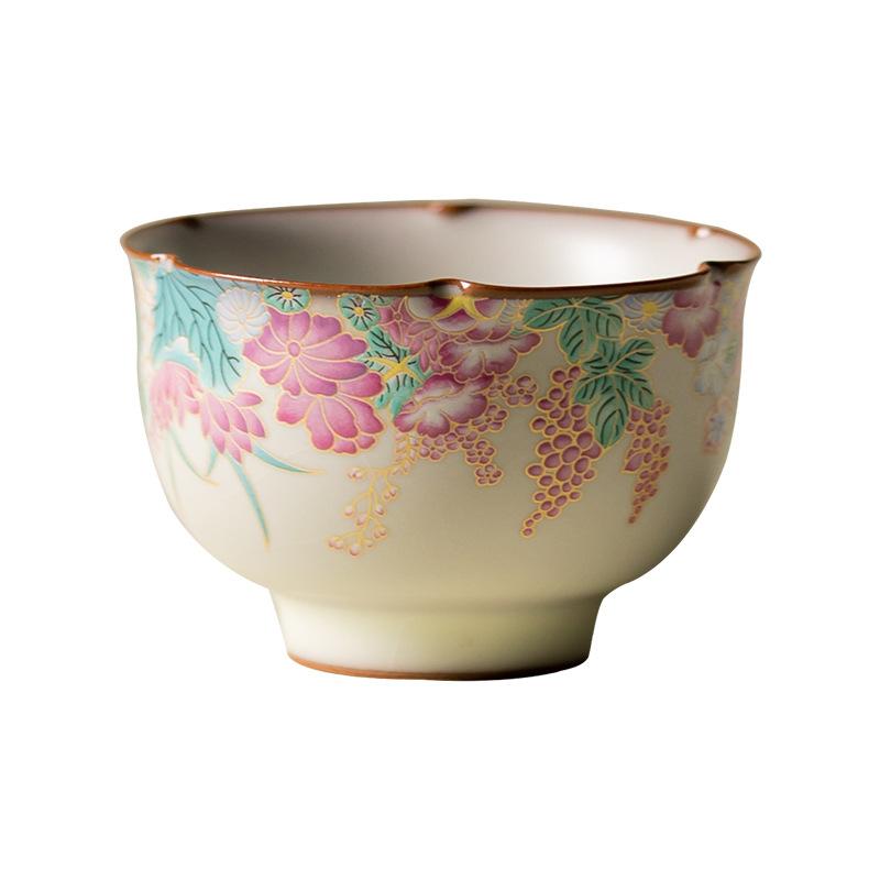 Gongfu Tea Master Cup Ceramic Single Tea Bowl Fluted Rim Egg Form for Chinese Tea Ceremony Home Use