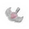 Hip Hop Rap Trendy Creative Pink Diamond Love Angel Wing Pendant Necklace Pink Diamond Love Men's Necklace