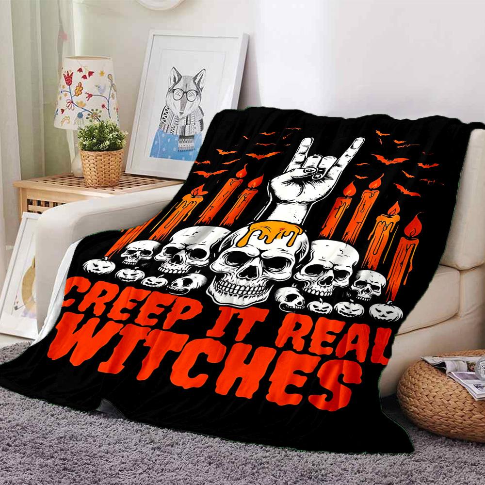 

1pc Creep It Real Witches Throw Blanket Soft Flannel, Cozy All Season Polyester Perfect for Home, Office 80cmx120cm