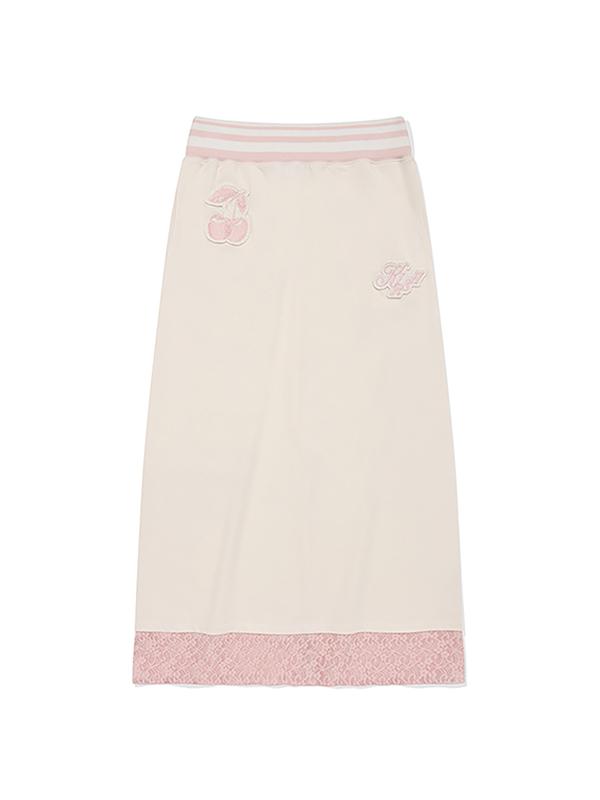 Kirsh Lace Point Jersey Long Skirt [Ivory]