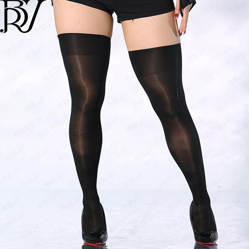 1D Luokou Horse Oil Stockings Thin Black Silk Oil Bright Endless Knee Socks Stockings Women'S Summer Thin Short Hot-Selling