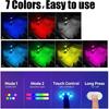 4PCS Wireless Car Interior LED Lights 7Colors USB Rechargeable Car LED Touch Light with 6 Super Bright LED Lamp Beads Car Interior Ambient Light
