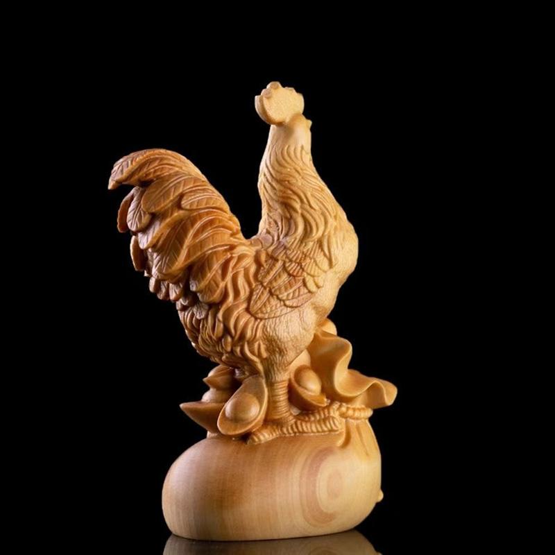 wood carving cock sculptures Models  figurines Hand-carved Cute Home Room automobile  Office  Table decoration and  accessories