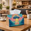 1pc Retro Futuristic Pop Art Tissue Box | Durable, Abduction Scene Suitable for Living Room Accent, Bedroom Decor, Encouragement Gifts, Workplace Gift