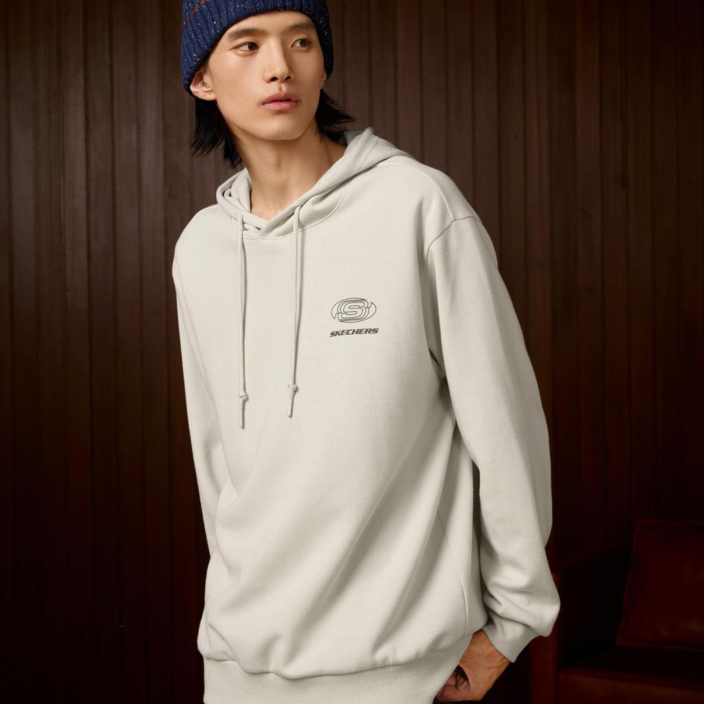 Skechers Pullover Hooded Comfortable Long Sleeve Sweatshirt Unisex sweatshirt Beige L324U099-0046