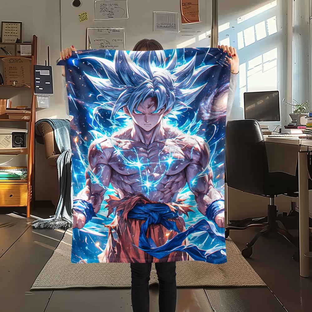 Goku Dragon Ball pattern Flannel Blanket, High quality Comfortable for All Seasons, Home Decor, Warmth and Comfort, Perfect for Gifts.