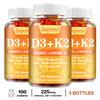 Vitamin D3 and K2 Gummies, Containing Natural Coconut Oil, Plant-based Two-in-one Formula, Gentle and Easily Absorbed, Suitable for Adults.