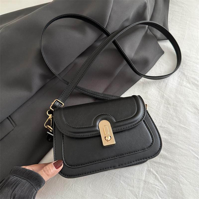 Trendy Retro Small Crossbody Square Bag For Autumn Elegant Casual Use Available In Black White Khaki And Brown