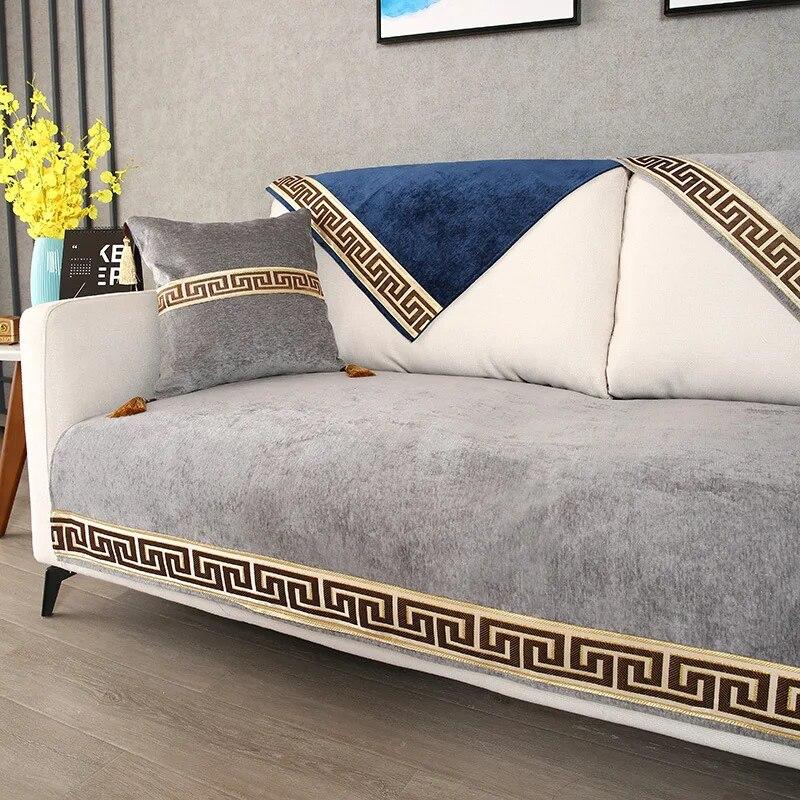 

Роскошные однотонные чехлы для диванов, высококачественные классические утолщенные синельные диванные полотенца, современные мягкие противоскользящие секционные чехлы для диванов 70x70cm