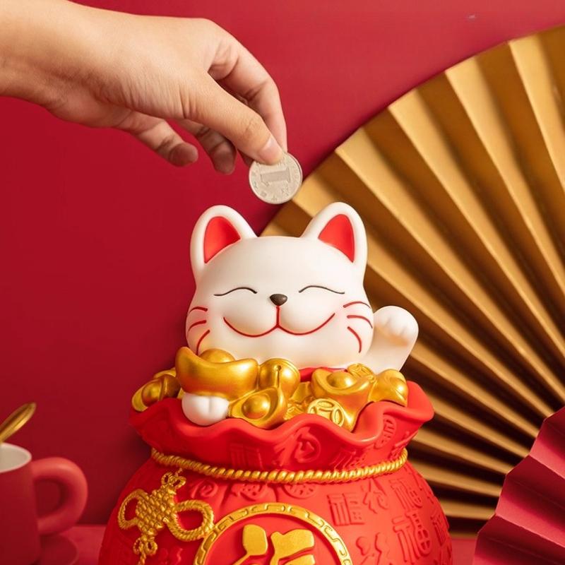 1Pcs Lucky Cat Money Box Cute Safe Kids Birthday Gifts for Boys Girls Savings Coins Banking Home Decor New Year