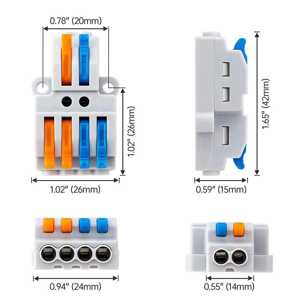 5/10pcs Wire Connectors 2 To 4 Compact Quick Connectors For Wires Pole Wire Nut Connector Terminal For 28-12 AWG