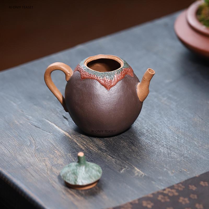 190ml Chinese Yixing Famous Purple Clay Teapot Creative Handmade Eggplant Model Tea Pot Tea Infuser Kettle Zisha Tea Set