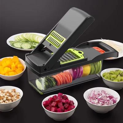 15-teiliges/Set Gemüsehacker Multifunktional Manuelle Lebensmittelreibe mit Behälter Zwiebelhacker Zerkleinerer Haushalt Kartoffelschäler Küchenhelfer Zubehör