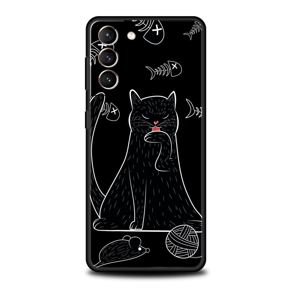 

Милий чохол для телефону Black Cat Cartoon для Samsung Galaxy S24 S23 S22 S20 Ultra S21 FE 5G S10 S9 Plus S10E S8 20 М’яка силіконова накладка Samsung S20Ultra