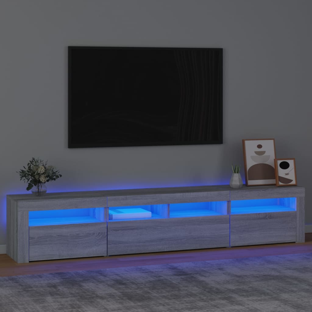 Vidaxl TV Cabinet with LED Lighting, Sonoma Oak Grey, 210X35X40 Cm