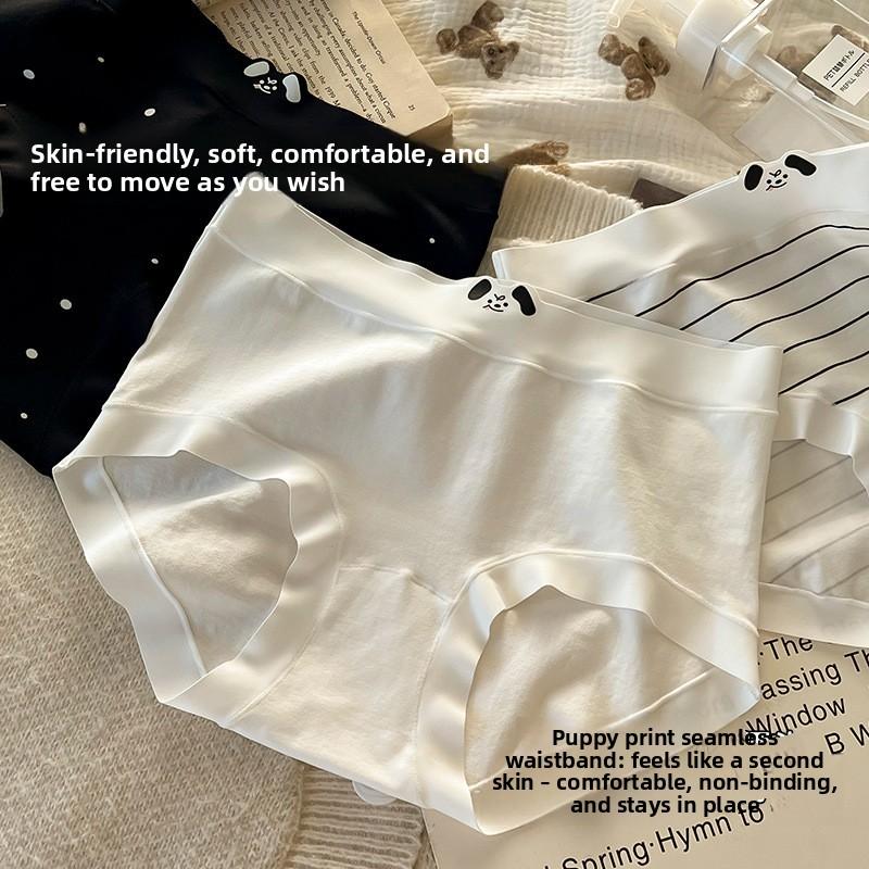 Damen Frühling Sommer Süße Dackel Aufdruck Baumwolle 10A Antibakteriell Verlängerter Schritt Mittlere Taille Slips