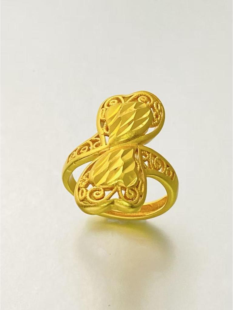 24K Gold Plated Adjustable Brass Ring - Personalized High-End Design