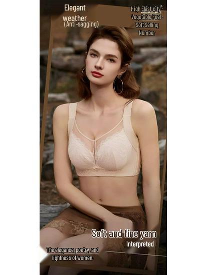 Anti-Light Large Bust Lift Support Underwire Bra with Back Closure.