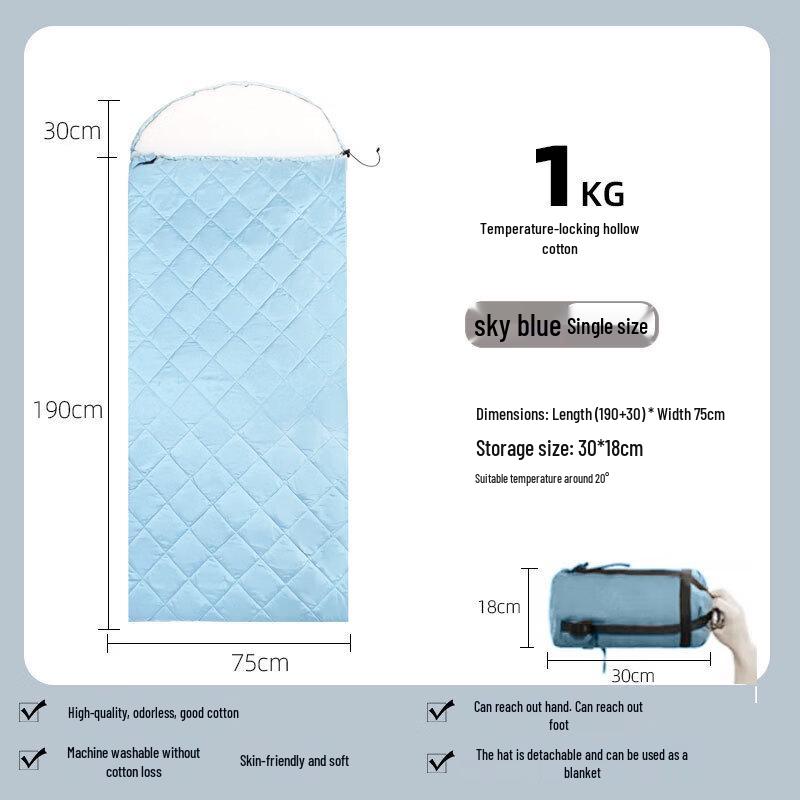 Ultralight Down Hooded Envelope Sleeping Bag