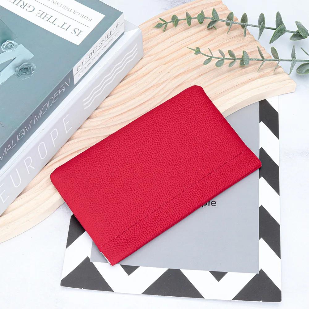 

Leather Makeup Bag Women Portable Lipsticks Cosmetic Storage Pouch Fashion Automatic Close Metal Shrapnel Small Make Up Bag червоний