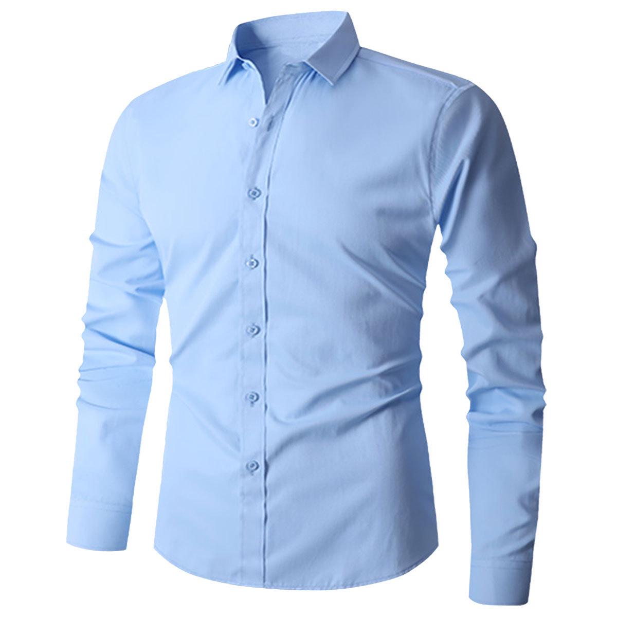 

Men s Long Sleeve Wrinkle-Free Casual Shirt - Custom Logo, Plus Size Available 7XL светло-синий