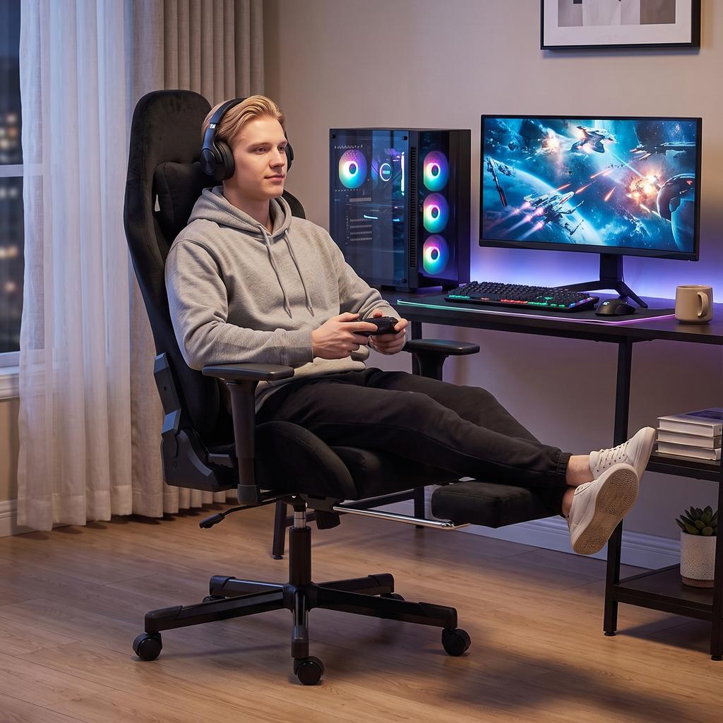 Ergonomic Gaming Chair, Massage, Reclining, 3D Armrests, Black