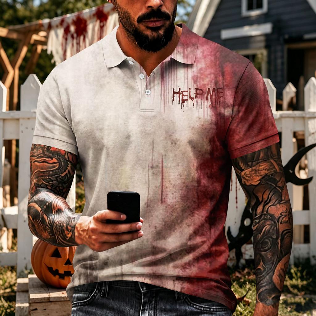 Men's Halloween Short Sleeve T-Shirt for Holiday Casual Wear