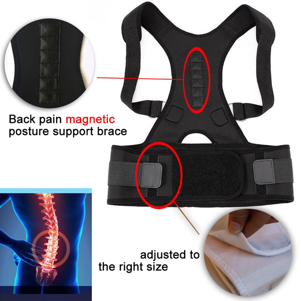 Magnetic Back Brace for Scoliosis Posture Correction Orthopedic Support Belt with Shoulder Straps Women Men